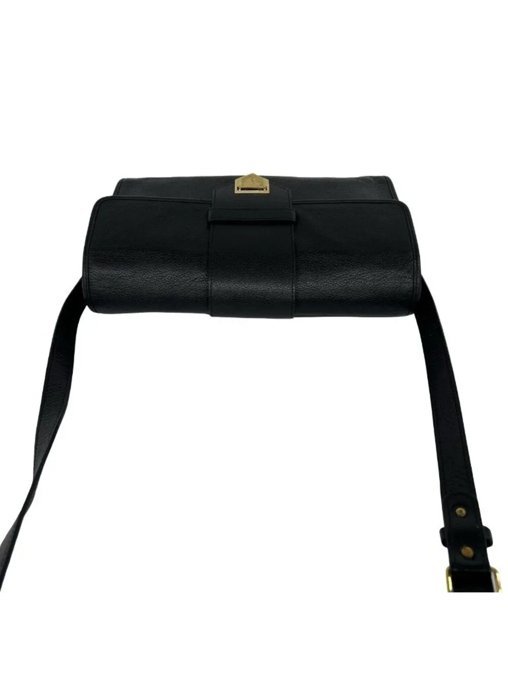 Saint Laurent Vintage YSL Logo Leather Shoulder Bag Pochette Black